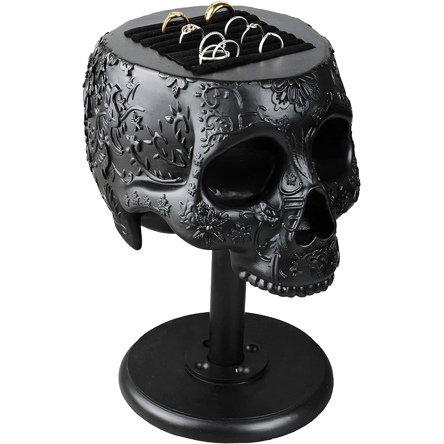 Black Skull Kitchen Knife Block Solid Hardwood Goth Creepy Gothic Knife  Holder 