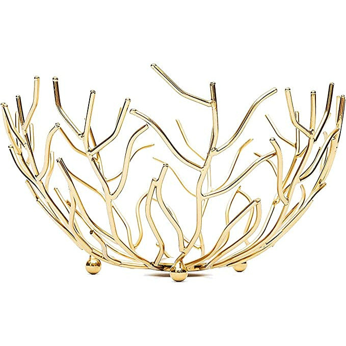 Decorative Gold Brass Branch & Aluminum Footed Bowl, Serving, Fruit, T –  Gute Decor