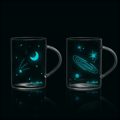 Astronomy Lovers Glass Mugs - Night sky, Set of 2 - Light Changing Mug, Constellation Luminous Mug - Glow in the Dark Gifts - Night Sky Zodiac Sign Star 16oz, Gifts Astrology Gift, Kids, Women & Men