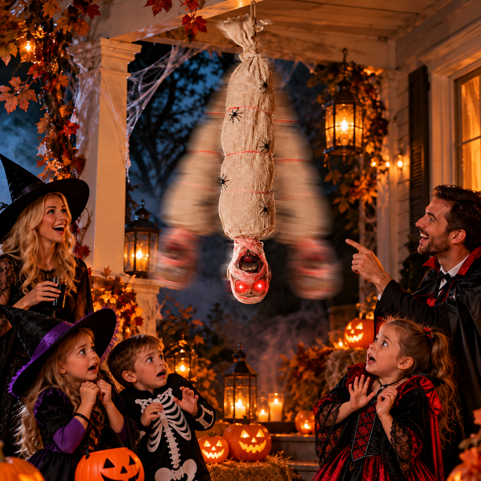 Halloween Motion Animated Hanging Cocoon Corpse Decoration 39in