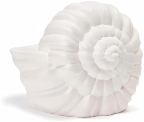 Seashell Succulent Planter Pot, Bowl & Vase, Handmade Conch Detailed White Planter, Large 9.5" Flower Plant Vase, Carved Beach Shell Decor - & Indoor Plants, Gift for Mom
