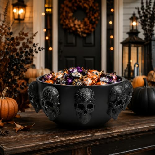 Halloween MultiSkull Candy Dish Trick or Treat Bowl & Plant Planter Pot 6"