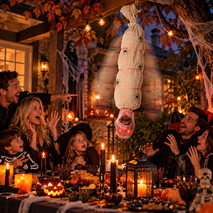 Halloween Motion Animated Hanging Cocoon Corpse Decoration 39in