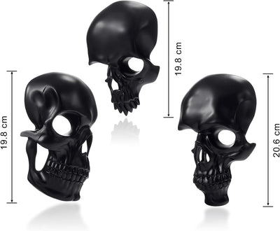 Skull Faces Wall & Home Decor Set | Set of 3 | Gothic Black Office Decor - Spooky Gift For Thriller Lovers - Goth Horror Room Decor, Dark Skeleton Living Room Decoration for Her, Him, Emo Gifts