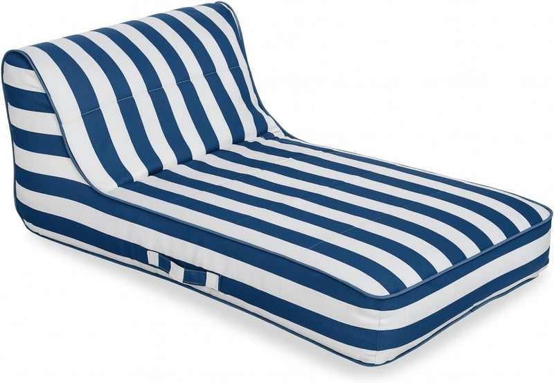 GUTE Upholstered Stylish Pool Float Lounger Recliner, Large Floating Chair & Backrest, Heavy Duty Lake, Beach - Comfortable Tube, Durable Water Floaty Tanning Lounge - Blue