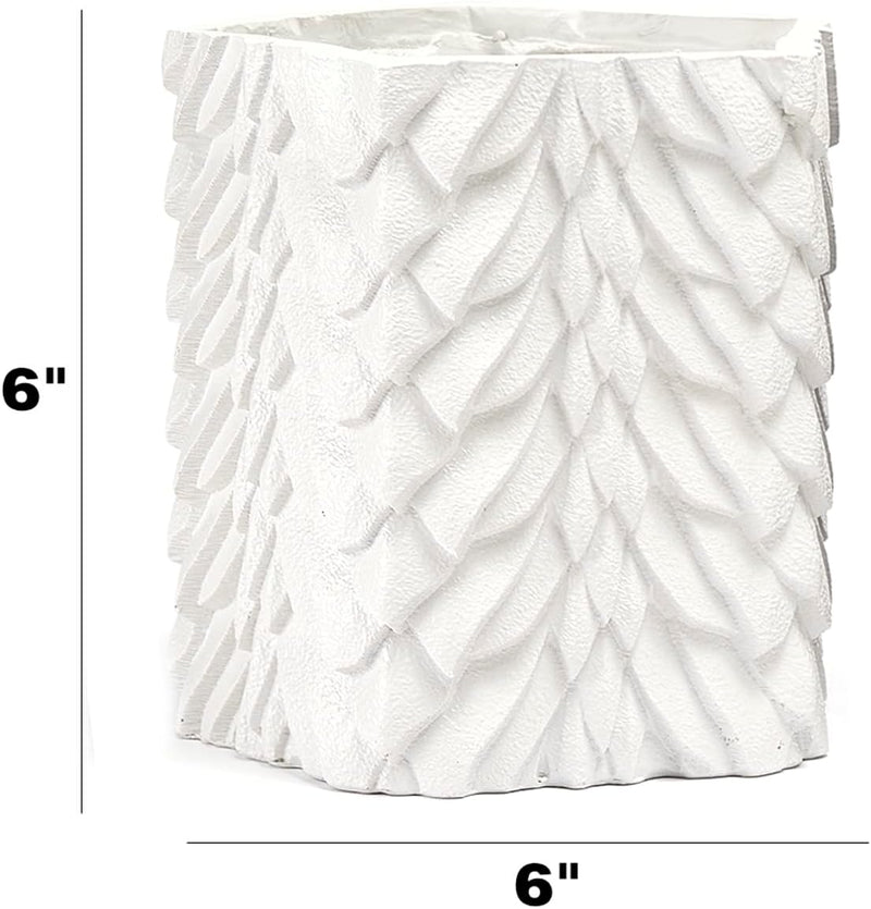 Dragon Scales Planter Pot & Vase Decanter - GOT, Fantasy I Plant and I Know Things - White Marble Color 6" Flower Plant Vase - Dragón Monster Cylindrical for House & Indoor Plants