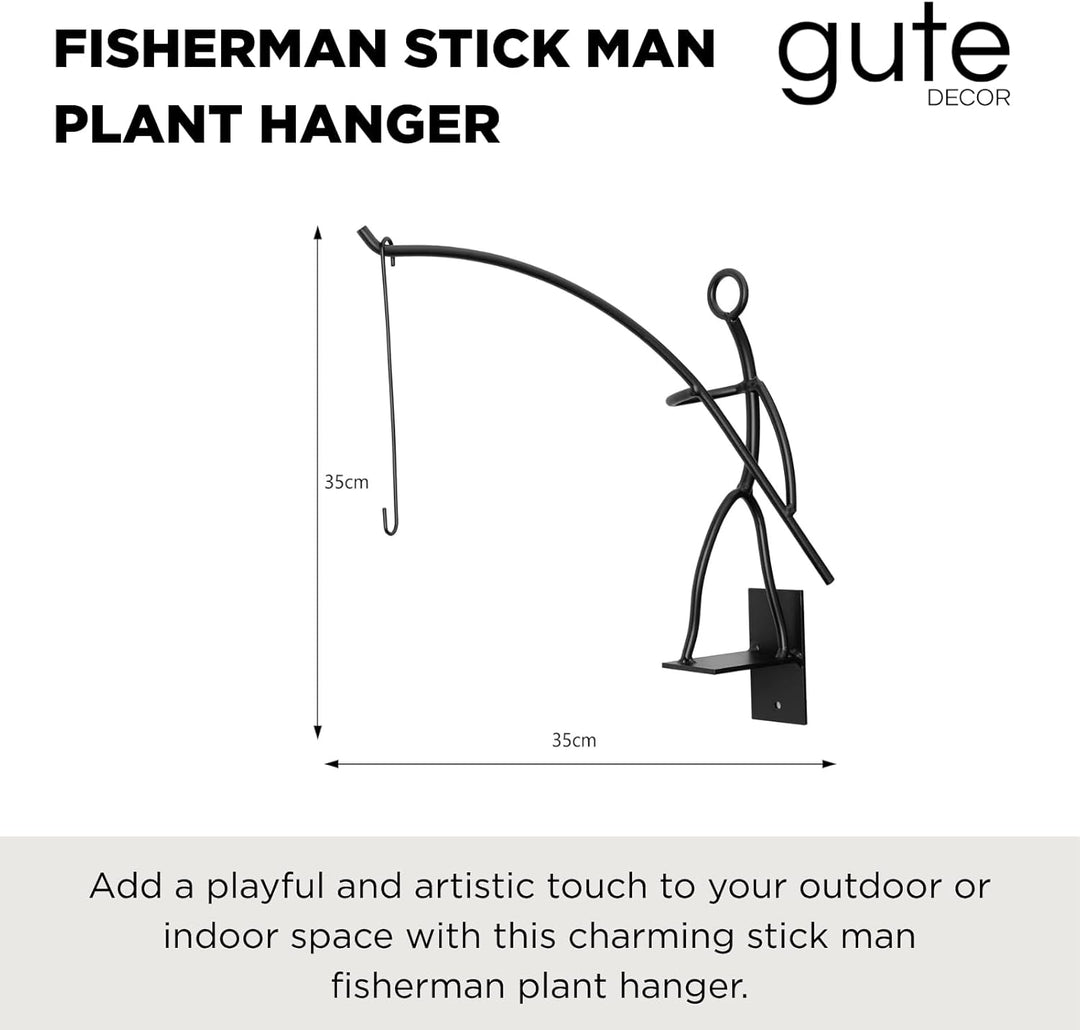 stick plant hanger GUTE Fisherman Stick Man Plant Hanger, Wall Hanging Planter for Indoor –  Gute Decor