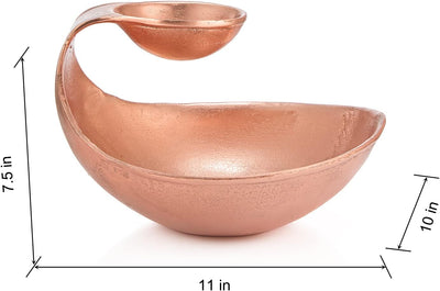 GUTE Chip and Dip Serving Bowl Rose Gold Brass Tiered Snack, Candy & Salad Bowl Decorative Centerpiece Serving Platter for Nuts, Chip and Dip, Salsas, Food Tray, Serveware Home Decor Gift 1PC