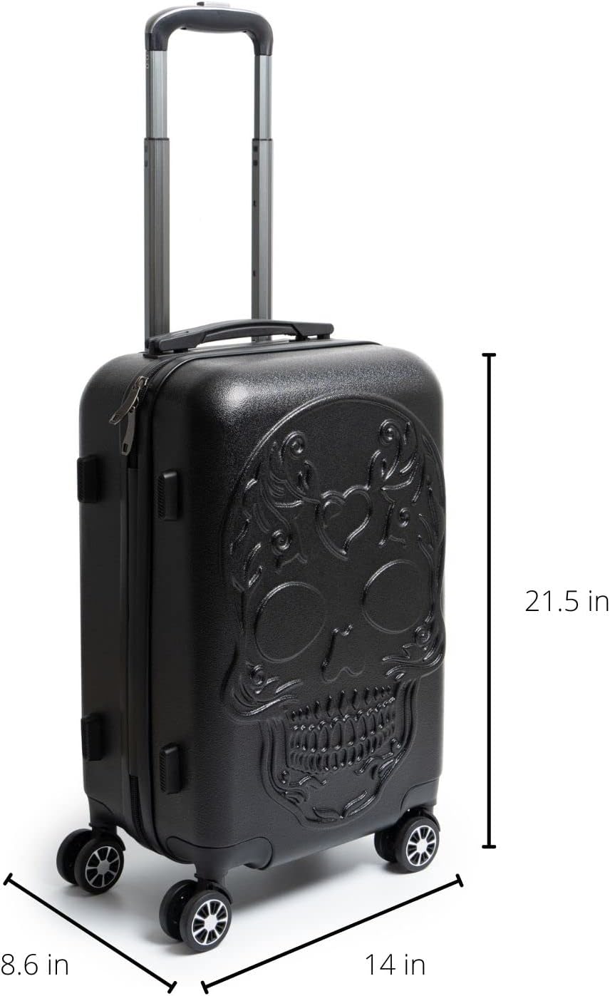 Sugar Skull Travel Suitcase with Wheels Spinner Rolling Luggage Bag Gute Decor