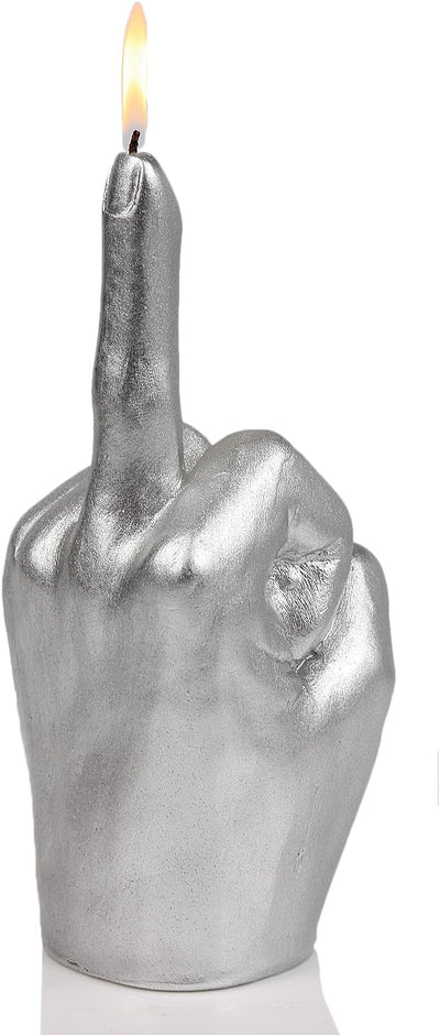 Gute Middle Finger Candle - Hand Gesture FCK You Candle (Silver)