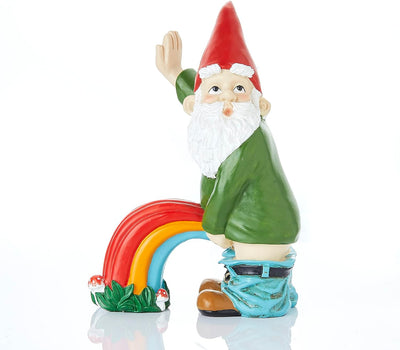 Elf Garden Gnome Funny Figurine Statue, Lawn Ornament Dwarf Sculpture Patio Yard Landscape Porch Decoration Outside Gifts Novelty Decor 9.5" L - Unique Gift Ideas (Naughty)