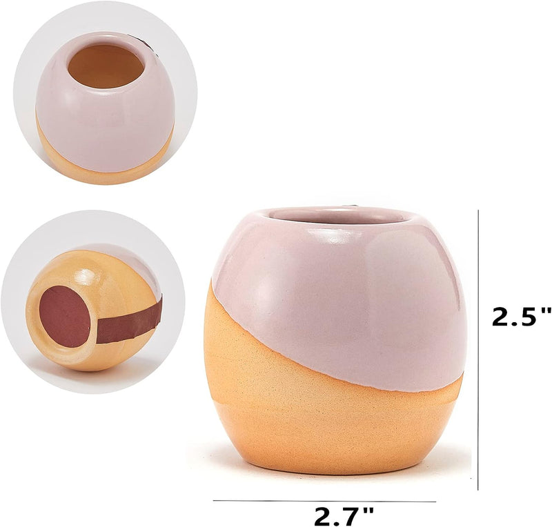 Ceramic Match Holder with Striker by Gute - Gifts for Party, Fireplace, Candle Lighter - Decorative Home Holiday Décor Gifts - Match Striker Jar for Fancy Matches - Matches NOT Included (Pink, Orange)
