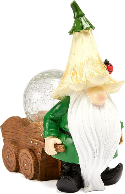 Garden Gnomes Solar Traveling Gnome with Magic Orb with LED Lights Light Up Cargo, Adorable Gardens Decor, Garden Art Décor | Durable Colorful Weather Resistant Outdoor Ornament for Flowers Lawn