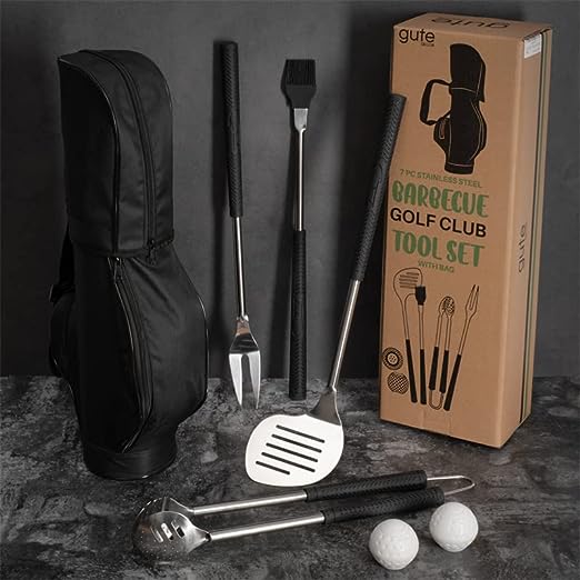 Golf Club 7 Pcs BBQ Tools Gift Set - Father&