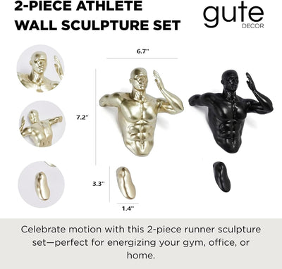 Wall Runners, Athlete Statues - Set of 2 - Tall Running Men & Woman Sculpture - Climbing Wall Art Decor Sculpture - Runners, Track & Marathon Gift - Wall Office & Home Decoration Gift, Sport Figurines