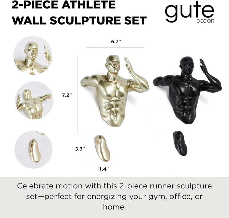 Wall Runners, Athlete Statues - Set of 2 - Tall Running Men & Woman Sculpture - Climbing Wall Art Decor Sculpture - Runners, Track & Marathon Gift - Wall Office & Home Decoration Gift, Sport Figurines