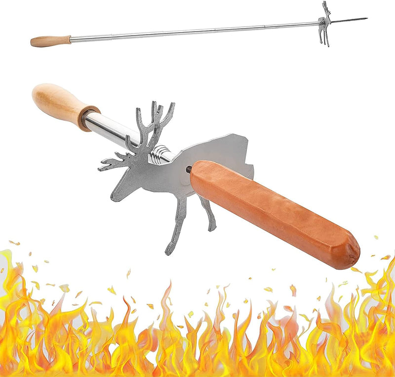 Stag Marshmallow & Hotdog Roaster Extendable 30 Inch Fire, BBQ Skewers Set for Marshmallows, Sausage Meat Grill Funny - Barbeque Gifts, Grilling, Novelty Gift - Great for Parties, Deer Hotdogs BBQ