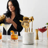 5-Piece Gold & Marble Bartender Kit with Stand | Luxury Stainless Steel Bar Tool Set