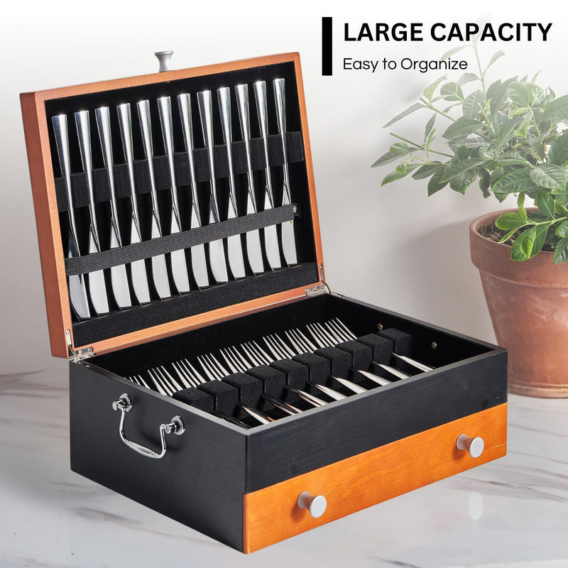 Silverware Tarnishproof Storage Box | Fits 12-16 Utensils