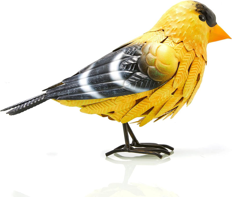American Goldfinch Metal Garden Bird, Yard Sculpture Art- Large Realistic Standing Gold Finch Bird - Outdoor Fall, Winter, Spring, Summer Decoration- Decor - Perfect and Sympathy Gifts