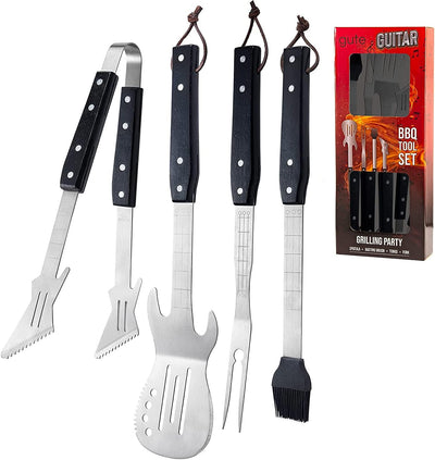 Gifts for Men - BBQ Grilling Set for Father's Day, 4 Piece Set - Heavy Duty Stainless Steel Barbeque, Gifts for Dad, Father, Outdoor and Indoor Use, Perfect for Music Lover and Barbecue (Guitar)
