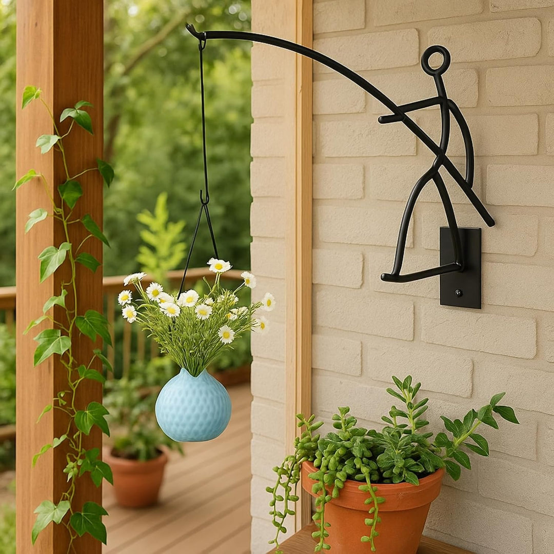 stick plant hanger GUTE Fisherman Stick Man Plant Hanger, Wall Hanging Planter for Indoor – Gute Decor