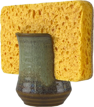Pottery Sponge Holder Slotted Stoneware Ceramic Porcelain Sponge Holder by Gute for Father, Mother, Cleaning Supplies - Decorative Kitchen Décor - Organizer for Cleaning Dishes (Brown)
