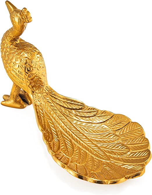 Large Brass Gold Peacock Candy Dish Fruit Bowl, Decorative Bowl For Keys And Wallet, Key Holder Bowl For Entryway Table, Centerpiece Nuts Jewelry And Sundries Storage Dish for Home Decoration 10" L