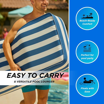 GUTE Upholstered Stylish Pool Float Lounger Recliner, Large Floating Chair & Backrest, Heavy Duty Lake, Beach - Comfortable Tube, Durable Water Floaty Tanning Lounge - Blue