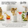 5-Piece Gold & Marble Bartender Kit with Stand | Luxury Stainless Steel Bar Tool Set