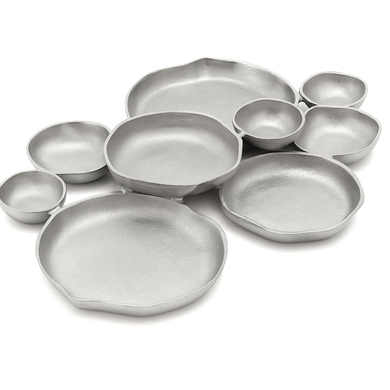 GUTE Cluster Decorative Bowls, Bright Silver Brass - Decoration, Snack Tray Bowl, Chip and Dip Strong Brass Beautiful Room Accent, Perfect for Entertaining, Parties, Home & Wedding Gifts 22"