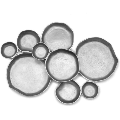 GUTE Cluster Decorative Bowls, Bright Silver Brass - Decoration, Snack Tray Bowl, Chip and Dip Strong Brass Beautiful Room Accent, Perfect for Entertaining, Parties, Home & Wedding Gifts 22"