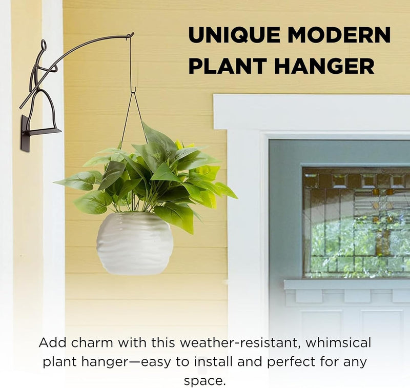 GUTE Fisherman Stick Man Plant Hanger, Wall Hanging Planter for Indoor Outdoor Plants, Metal Stick Man Plant Hanger for Creative Decorations, Home Patio, Lawn, Garden Porch Decor, can Hold 50lbs