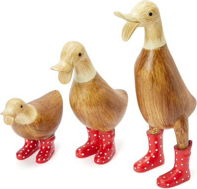 Duck Yard Decorations Yard Art Garden Puddle Ducks with Spotted Wellies Boots - Single - Garden Decor Statues, Duck Figurine Statue - Waterproof Indoor & Outdoor Lawn Gnome Ornament (Small Duck)