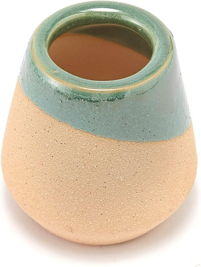 Ceramic Match Holder with Striker by Gute - Gifts for Party, Fireplace, Candle Lighter - Decorative Home Holiday Décor Gifts - Match Striker Jar for Fancy Matches - Matches NOT Included (Green, Beige)
