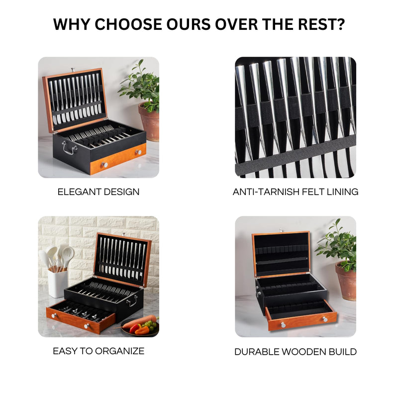 Silverware Tarnishproof Storage Box | Fits 12-16 Utensils
