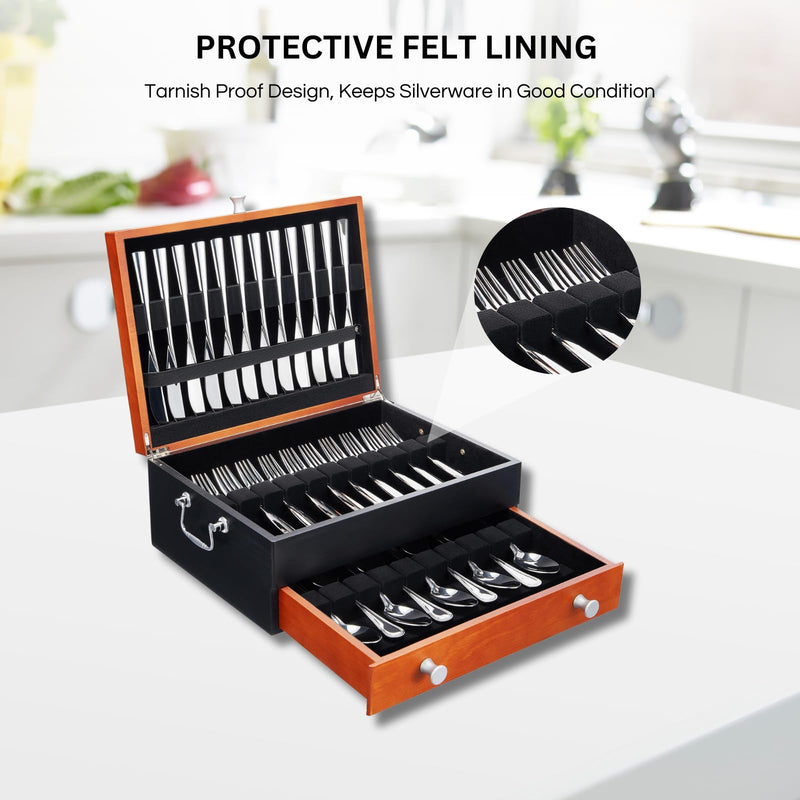 Silverware Tarnishproof Storage Box | Fits 12-16 Utensils