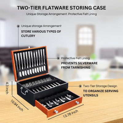 Silverware Tarnishproof Storage Box | Fits 12-16 Utensils