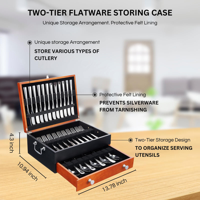 Silverware Tarnishproof Storage Box | Fits 12-16 Utensils