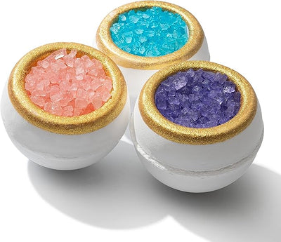 Healing Geode Crystal Bath Bomb Set 6 by Gute Organic Aromatherapy Spa Bombs Bubble Fizzy Bath Rich in Essential Oils Lavender, Rose, Jasmine, Relaxation Beauty Self Care Gifts Her Women Birthday Men