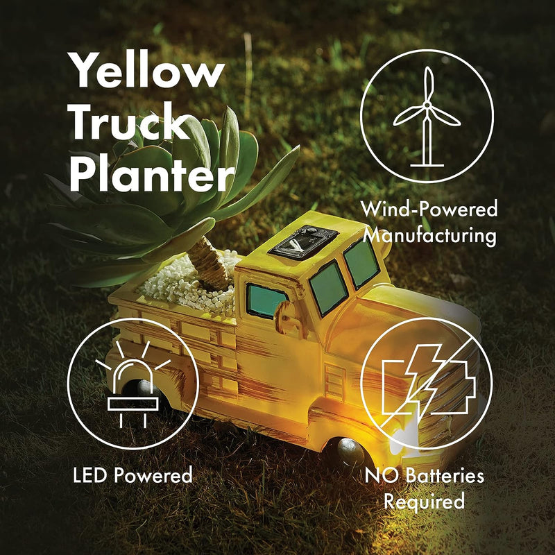 truck plant pot Truck Garden Pot Plant Planter & Vase with Solar Powered Lights Pickup Farm Car