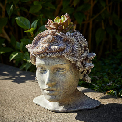 Medusa Head Planter, Large Solid Stone Face Planter Large Garden Decor Statue Flower & Planter Pot Waterproof Outdoor Garden Flower Pot Art Hand Crafted Original Sculpture - Unique Gifts