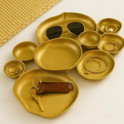 GUTE Cluster Decorative Bowls, Bright Gold Brass - Decoration, Snack Tray Bowl, Chip and Dip Strong Brass Beautiful Room Accent, Perfect for Entertaining, Parties, Home & Wedding Gifts 22"