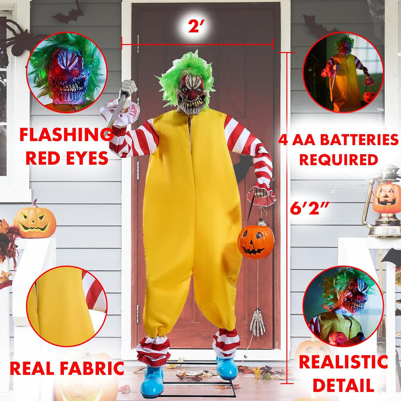 Halloween Haunted Motion-Activated Animated Scary Clown Animatronic Over 6&
