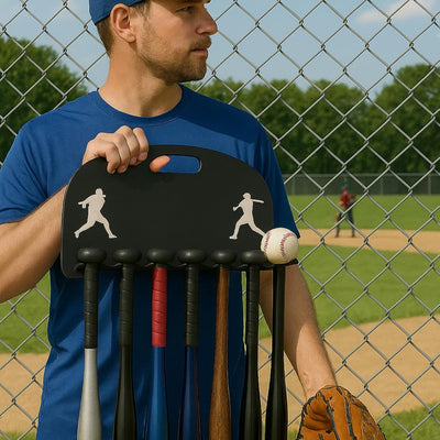 Baseball Bat Metal Organizer by Gute - Softball Bat Hanger Rack, Holds 8 Aluminum Bats, Bat Caddy for Fence, Dugouts, Garage, Mounts On Wall For Storage And Display Hardware Included 5" X 17"