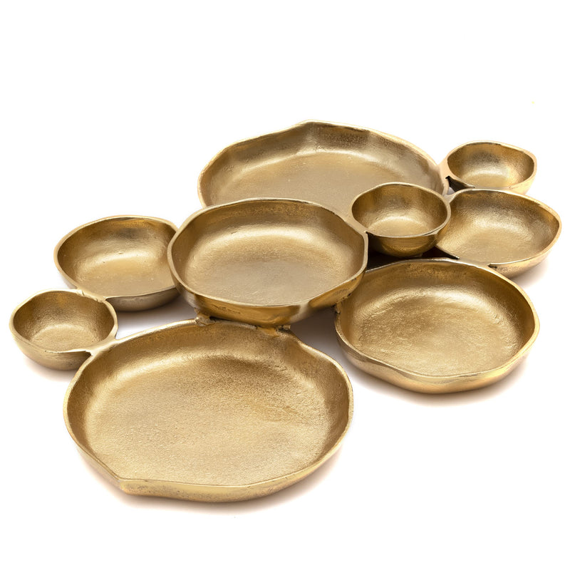 GUTE Cluster Decorative Bowls, Bright Gold Brass - Decoration, Snack Tray Bowl, Chip and Dip Strong Brass Beautiful Room Accent, Perfect for Entertaining, Parties, Home & Wedding Gifts 22"