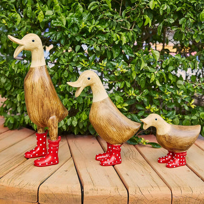 Duck Yard Decorations Yard Art Garden Puddle Ducks with Spotted Wellies Boots - Single - Garden Decor Statues, Duck Figurine Statue - Waterproof Indoor & Outdoor Lawn Gnome Ornament (Small Duck)