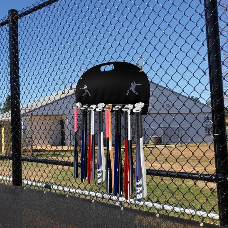 Baseball Bat Metal Organizer by Gute - Softball Bat Hanger Rack, Holds 8 Aluminum Bats, Bat Caddy for Fence, Dugouts, Garage, Mounts On Wall For Storage And Display Hardware Included 5" X 17"