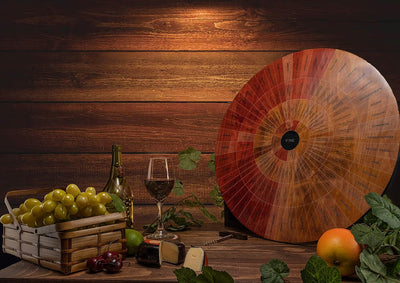 Wine Wheel Handcrafted Wood - for Both Amateurs and Connoisseurs, A Guide to On Tasting, Identifies Primary, Secondary & Tertiary Flavors, as Well As Colors - Use as is, Decor or Cheeseboard (Glossy)