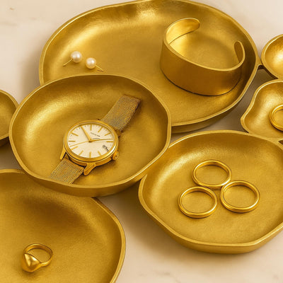 GUTE Cluster Decorative Bowls, Bright Gold Brass - Decoration, Snack Tray Bowl, Chip and Dip Strong Brass Beautiful Room Accent, Perfect for Entertaining, Parties, Home & Wedding Gifts 22"